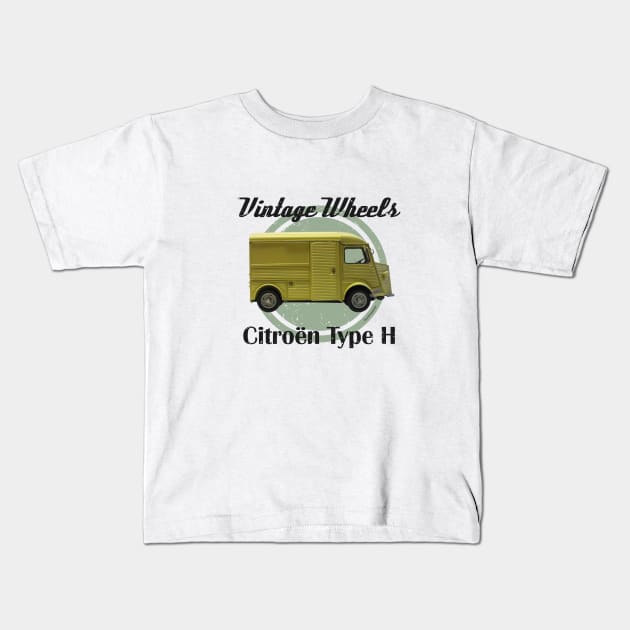 Vintage Wheels - Citroën Type H Kids T-Shirt by DaJellah